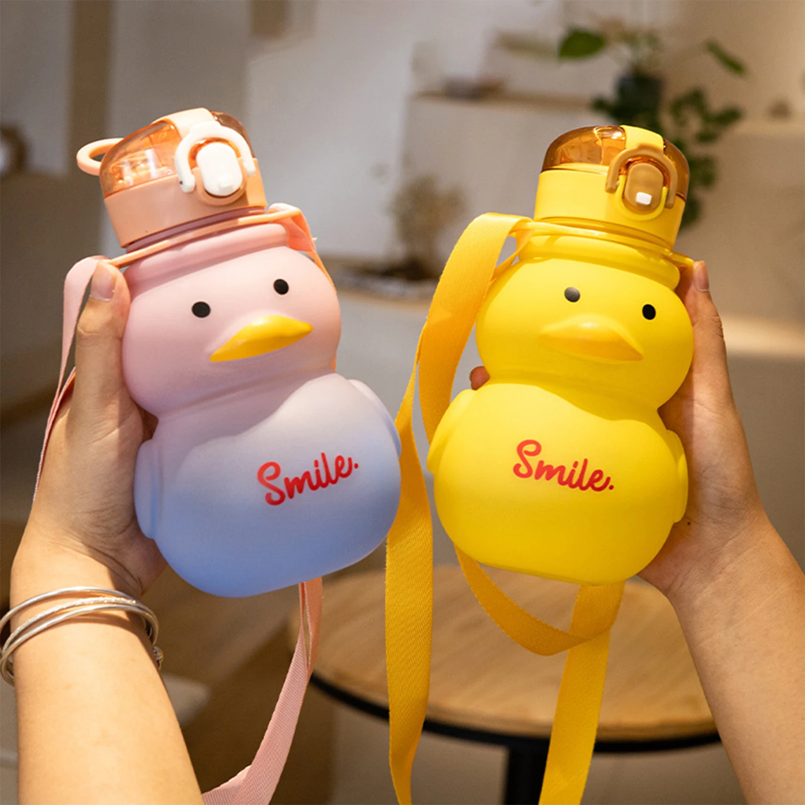 800ML Duck Water Bottle One Key Open Water-drinking Kawaii Leakproof Duck Water Cup Sports Drinking Bottle With Strap Straw
800ML Duck Water Bottle One Key Open Water-drinking Kawaii Leakproof Duck Water Cup Sports Drinking Bottle With Strap Straw
