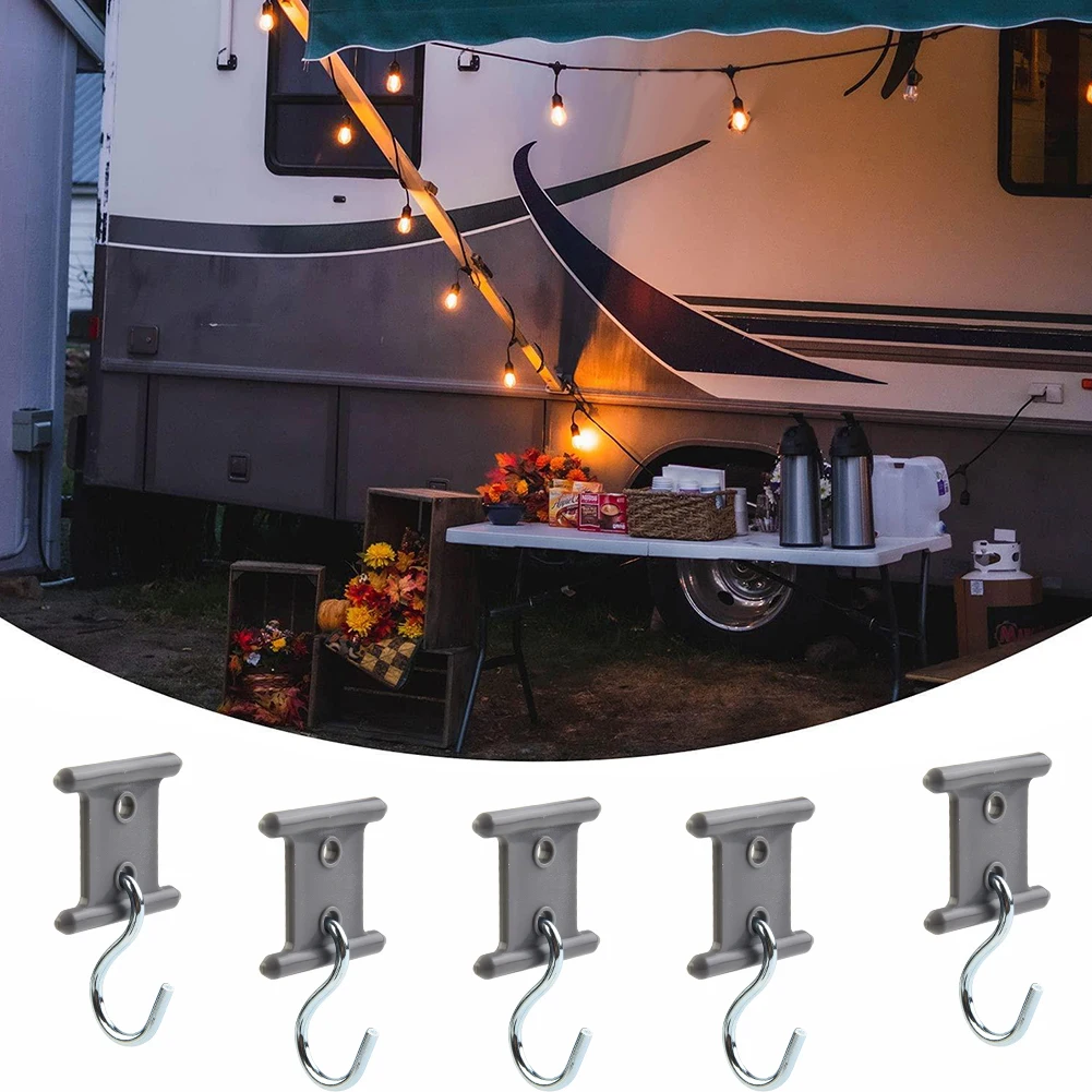 8Pcs Camping Awning Hooks Clips With S Hook RV Tent Hangers Light Hangers For Caravan Camper Grey Plastic+steel Accessories
8Pcs Camping Awning Hooks Clips With S Hook RV Tent Hangers Light Hangers For Caravan Camper Grey Plastic+steel Accessories