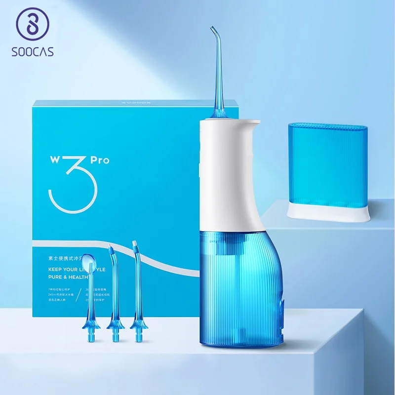 

SOOCAS W3 Pro Water Flosser Teeth 4 Type Nozzle Cleaner Oral Irrigator Type-c Rechargeable Cleaner 7-modes Water Tank Removeable