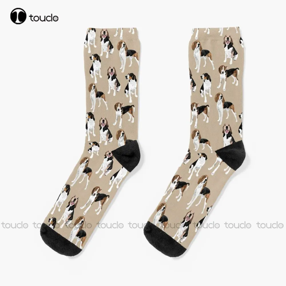 

Treeing Walker Coonhound On Tan Socks Soccer Socks Girls 360° Digital Print Personalized Custom Unisex Adult Teen Youth Socks