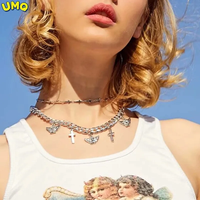 Fashion jewelry Personality Hip Hop Cross Chain Necklace Street Fashion Angel Pendant Multi Layer Necklacegifts for Women
Fashion jewelry Personality Hip Hop Cross Chain Necklace Street Fashion Angel Pendant Multi Layer Necklacegifts for Women