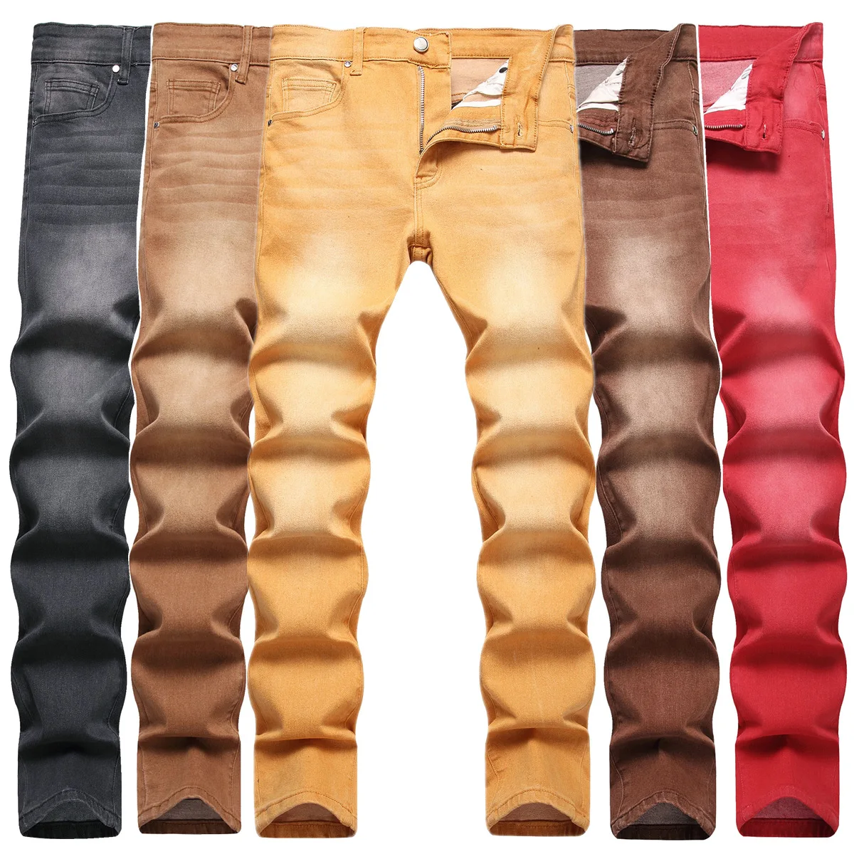 

New Regular Men's Jeans Trendy Cat Must Slim Fit Elastic Men's Straight Leg Jeans Various Colors Fashion Street Men's Wear