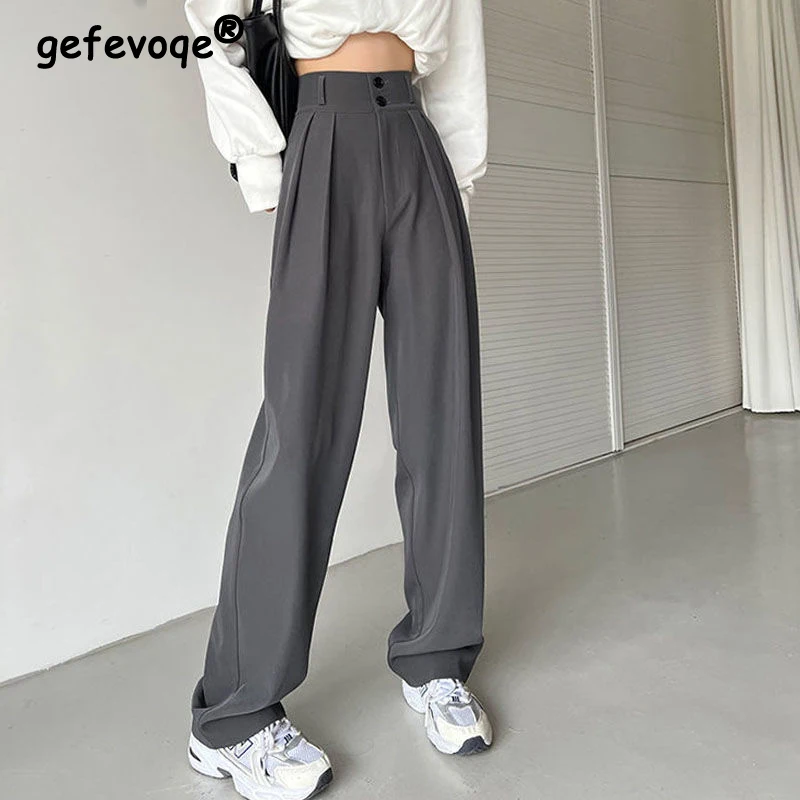 Casual High Waist Loose Wide Leg Pants Women 2022 Spring Autumn New Female Gray Black Suit Pants Ladies Streetwear Long Trousers
Casual High Waist Loose Wide Leg Pants Women 2022 Spring Autumn New Female Gray Black Suit Pants Ladies Streetwear Long Trousers