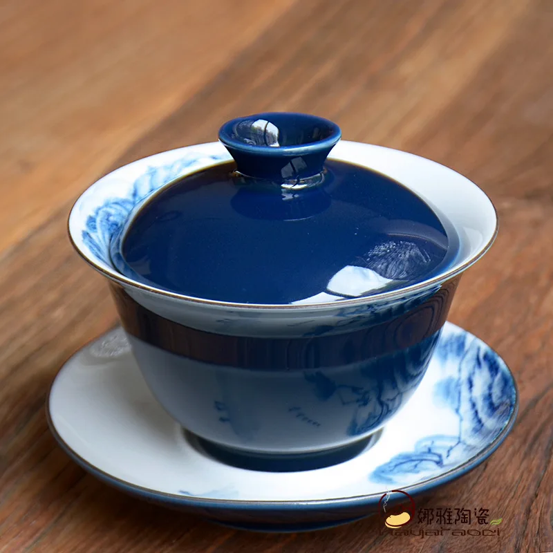 Чаша с крышкой Gaiwan чашка для заваривания ручная роспись чайная набор кунг-фу