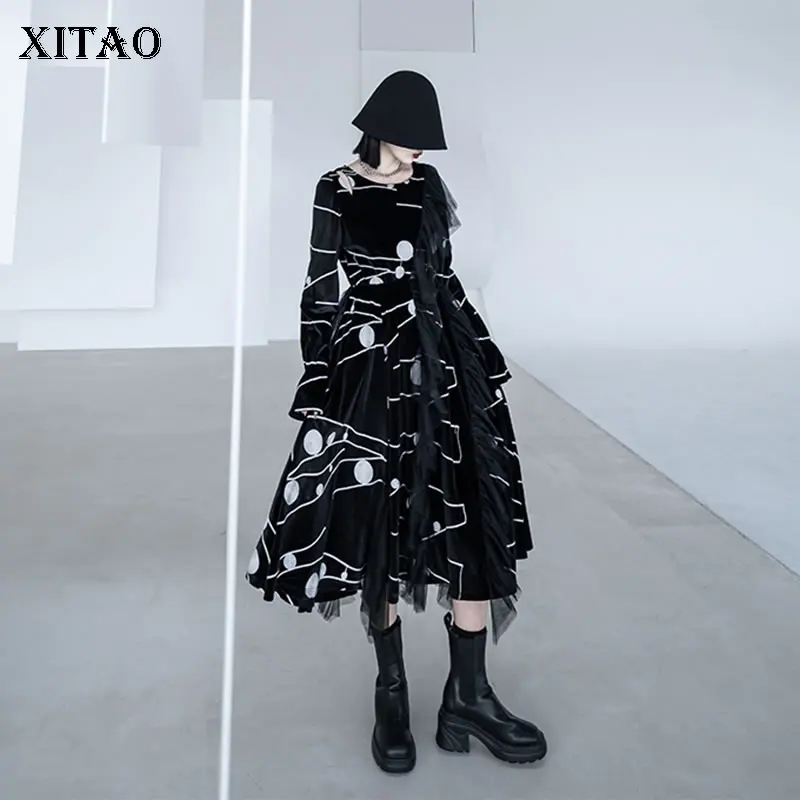 XITAO/асимметричное платье черного цвета с круглым вырезом, до середины икры, с принтом, с сеткой, с оборками, плиссированное, модное, темпераме...
XITAO/асимметричное платье черного цвета с круглым вырезом, до середины икры, с принтом, с сеткой, с оборками, плиссированное, модное, темпераме...