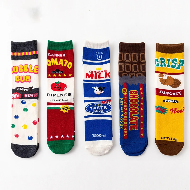 

Milk Chocolate Japanese Trend Biscuits Tomato Food Short Socks Women Female Men Personality Long Cotton Funny Tube Socks