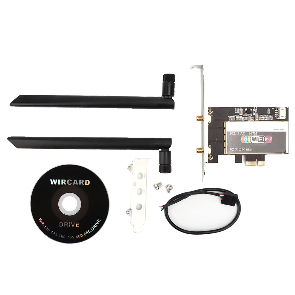 Desktop PC PCI-E Wireless Network Card Dual 867Mbps+ Bluetooth 4.2 For Intel 8260AC Network Card Network Card Network Card
Desktop PC PCI-E Wireless Network Card Dual 867Mbps+ Bluetooth 4.2 For Intel 8260AC Network Card Network Card Network Card