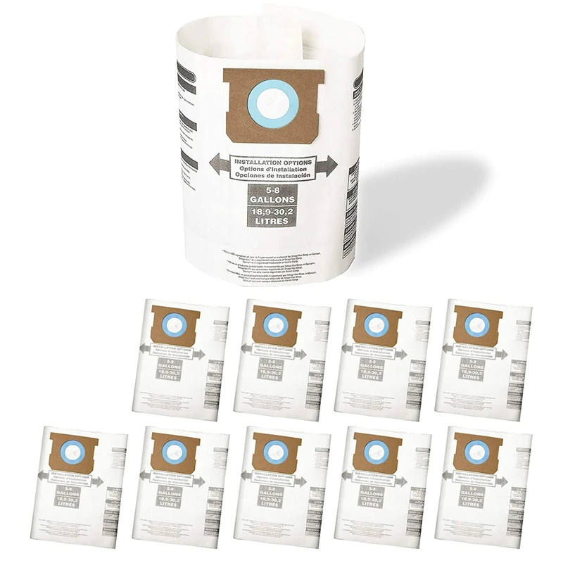 Replacement Vacuum Filter Bags, For Shop-Vac 5-8 Gallon Vacuum Bags Replace Type E, Part 90661, 9066100, 906-61
Replacement Vacuum Filter Bags, For Shop-Vac 5-8 Gallon Vacuum Bags Replace Type E, Part 90661, 9066100, 906-61