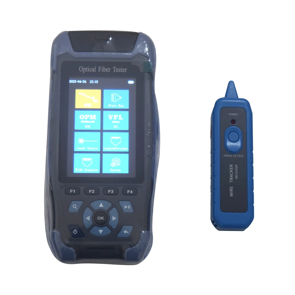 

9 Functions in 1 Pro mini OTDR Fiber Optic Reflectometer 1310 1550nm with VFL OLS OPM Event Map 24dB for 64km Fiber Cable