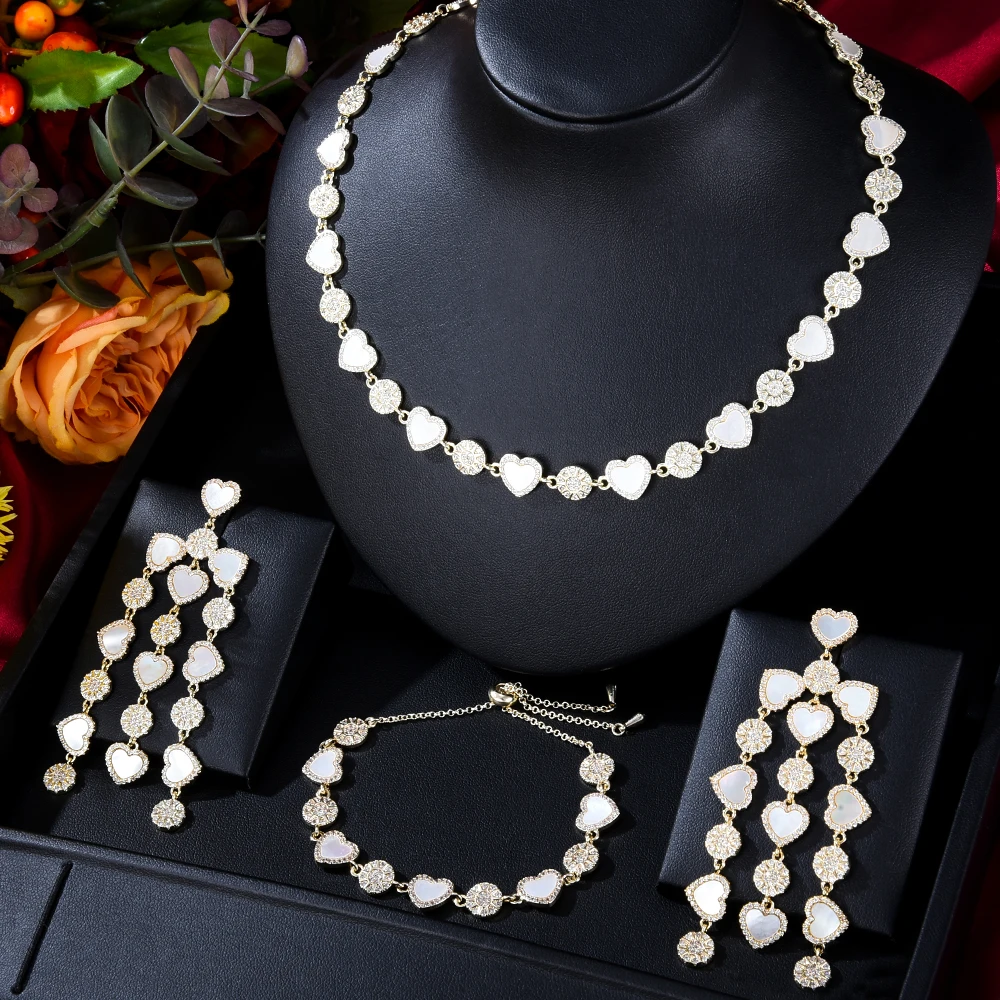 Siscathy Fashion Heart Love Cubic Zircon Nigerian Necklace Earring Jewelry Sets For Women Wedding Indian Dubai Bridal
Siscathy Fashion Heart Love Cubic Zircon Nigerian Necklace Earring Jewelry Sets For Women Wedding Indian Dubai Bridal