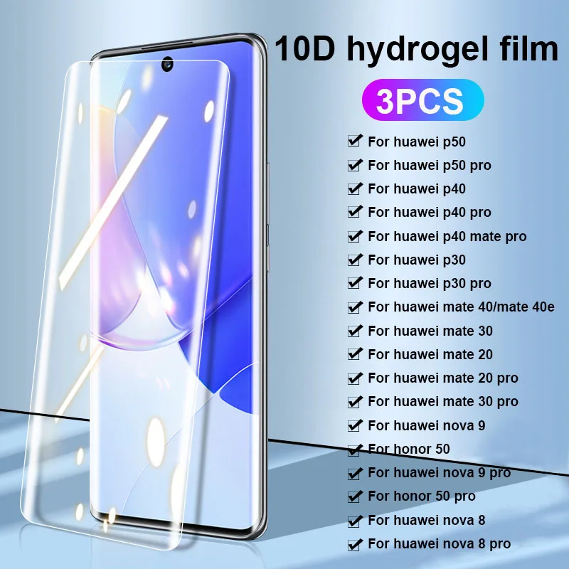 3Pcs 10D Hydrogel Film Full Cover Screen Protector For Huawei P20 P30 P40 P50 Pro Nova 8 9 Pro HD Screen Protector Hydrogel Film
3Pcs 10D Hydrogel Film Full Cover Screen Protector For Huawei P20 P30 P40 P50 Pro Nova 8 9 Pro HD Screen Protector Hydrogel Film
