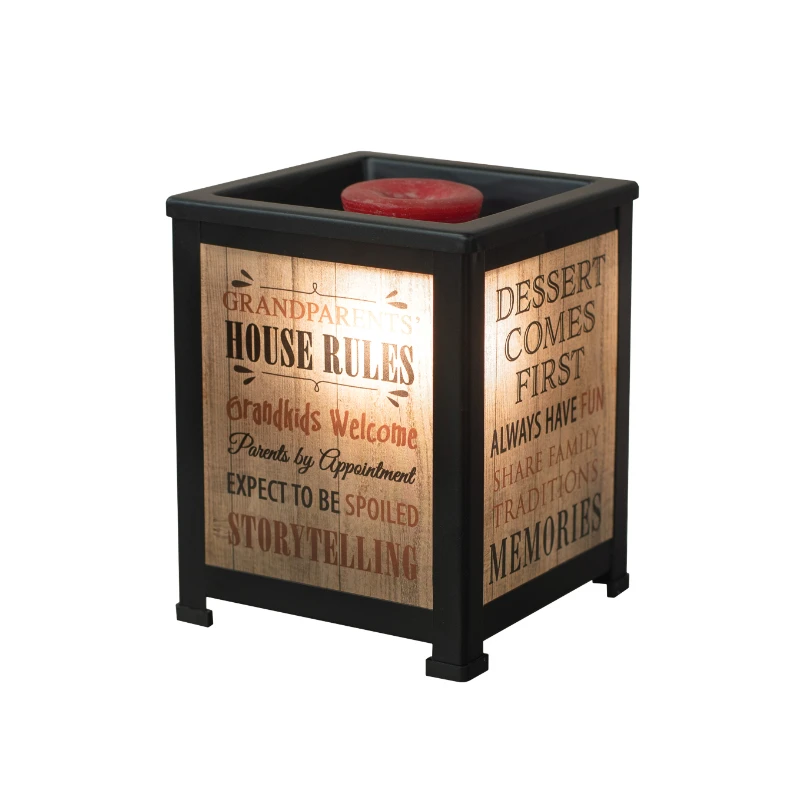 Grandparents House Rules Memories Black Metal Electrical Wax Tart & Oil Glass Lantern Warmer
Grandparents House Rules Memories Black Metal Electrical Wax Tart & Oil Glass Lantern Warmer