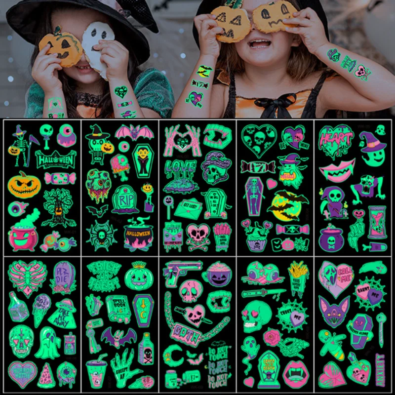Новые наклейки для татуировок на Хэллоуин, водостойкие флуоресцентные Одноразовые наклейки для татуировок, Детские Мультяшные наклейки
Новые наклейки для татуировок на Хэллоуин, водостойкие флуоресцентные Одноразовые наклейки для татуировок, Детские Мультяшные наклейки