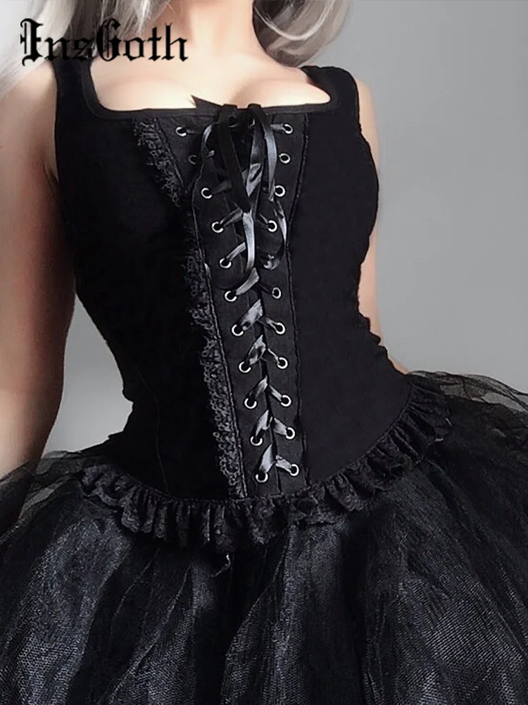InsGoth Black Bandage Tank Tops Gothic Grunge Vintage Lace Women Tank Top Streetwear Sleeveless Sext Mesh Ruch Ruffle Tops
InsGoth Black Bandage Tank Tops Gothic Grunge Vintage Lace Women Tank Top Streetwear Sleeveless Sext Mesh Ruch Ruffle Tops