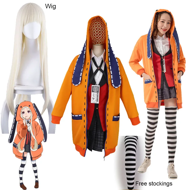 Yomoduki Runa Cosplay Costume Kakegurui Compulsive Gambler Runa Cosplay Wig and Orange Hooded Jacket JK Uniforms with wigs
Yomoduki Runa Cosplay Costume Kakegurui Compulsive Gambler Runa Cosplay Wig and Orange Hooded Jacket JK Uniforms with wigs