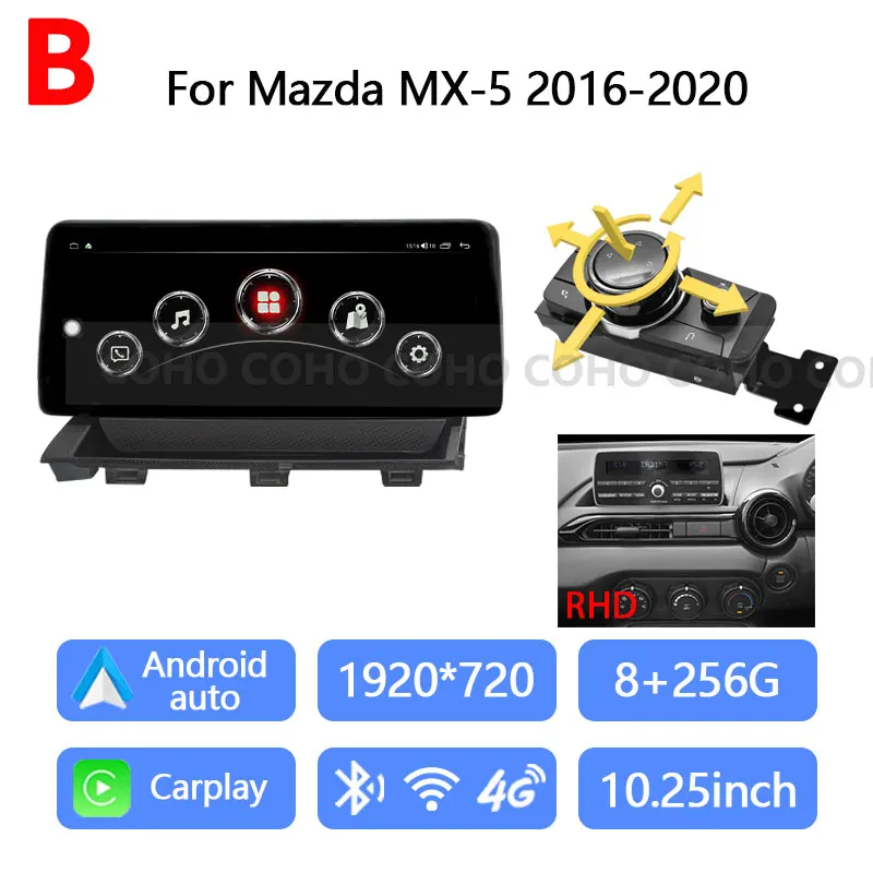 10,25 дюймов для Mazda MX-5 2016-2020, автомобильный мультимедийный видеоплеер, радио, GPS-навигация, Android14, 8-ядерный, 8 + 256 ГБ, съемная ручка
10,25 дюймов для Mazda MX-5 2016-2020, автомобильный мультимедийный видеоплеер, радио, GPS-навигация, Android14, 8-ядерный, 8 + 256 ГБ, съемная ручка