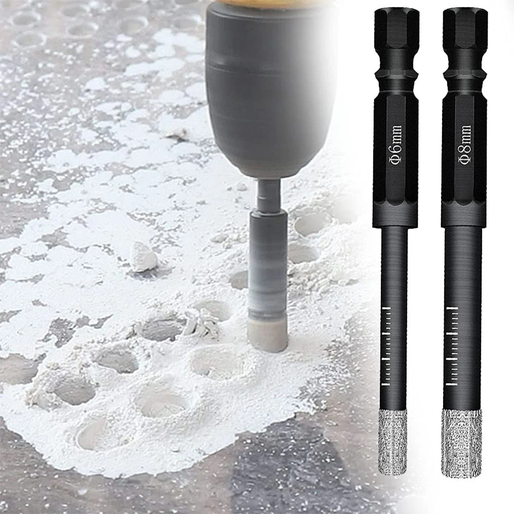 2PCS Hex Shank Diamond Dry Drill Bits 6mm 8mm Hole Saw Cutter Drilling Tool For Granite Marble Ceramic Tile Glass
2PCS Hex Shank Diamond Dry Drill Bits 6mm 8mm Hole Saw Cutter Drilling Tool For Granite Marble Ceramic Tile Glass