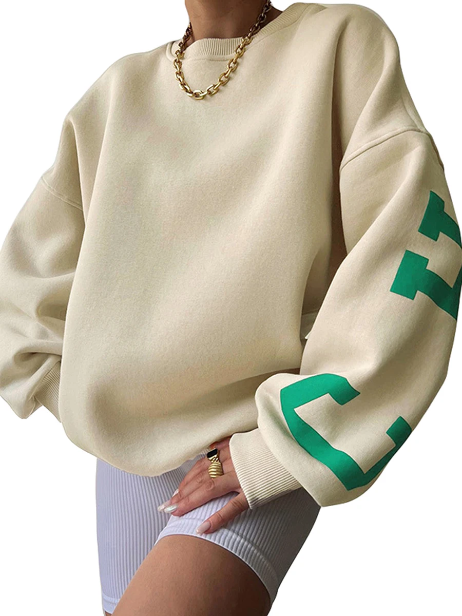 Women Loose Pullover Sweatshirts Letter Print Casual Thickened Long Sleeve Tops Autumn Streetwear
Women Loose Pullover Sweatshirts Letter Print Casual Thickened Long Sleeve Tops Autumn Streetwear