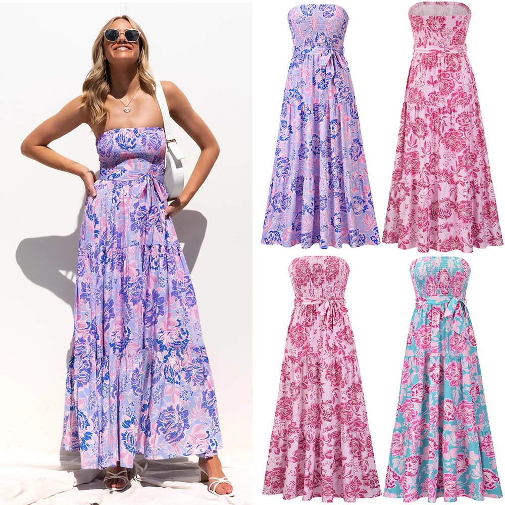 Women's broken flower cable strapless dress 2022 summer slim waist temperament Beach Dress
Women's broken flower cable strapless dress 2022 summer slim waist temperament Beach Dress