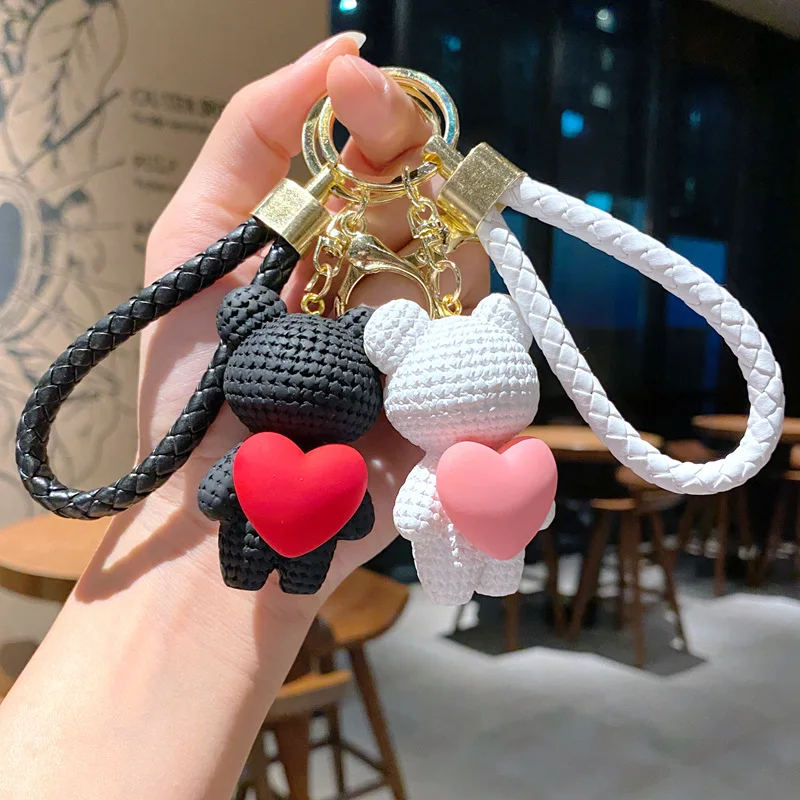 Cartoon yarn, love woven bear pendant, car keychain, high-end backpack accessories, couple keychain wholesale
Cartoon yarn, love woven bear pendant, car keychain, high-end backpack accessories, couple keychain wholesale