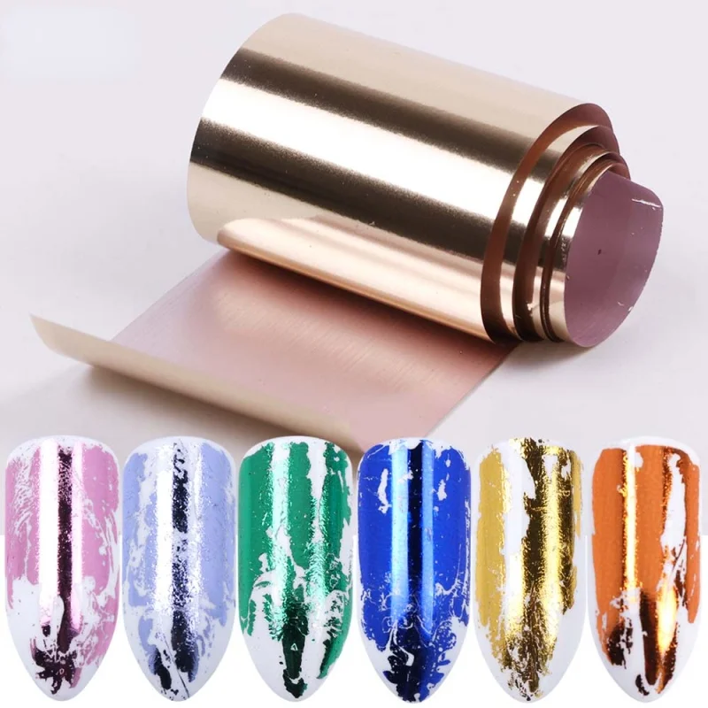 

Gold Sliver Metallic Foil For Nail Slider Holographic Transfer Wrap Sticker Adhesive Starry Manicure Decor Nail Foil Set CH996-3