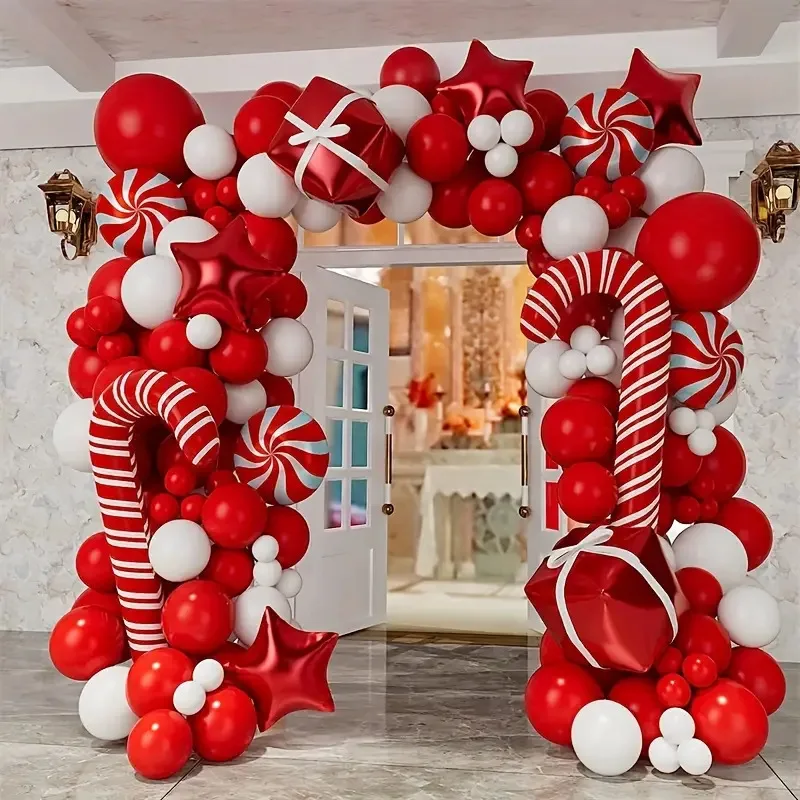 

Рождественские украшения для вечеринки, шары, палочки для конфет, Подарочная коробка, Комбинированный воздушный шар из алюминиевой фольги