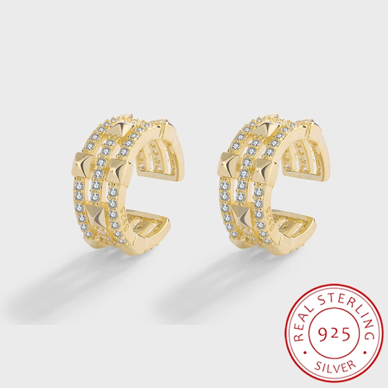 Classic 18K Gold Three Row Full Diamond Geometric Earring For Wmen Girl Original Sterling Silver Engagement Bridal Gift Jewelry
Classic 18K Gold Three Row Full Diamond Geometric Earring For Wmen Girl Original Sterling Silver Engagement Bridal Gift Jewelry