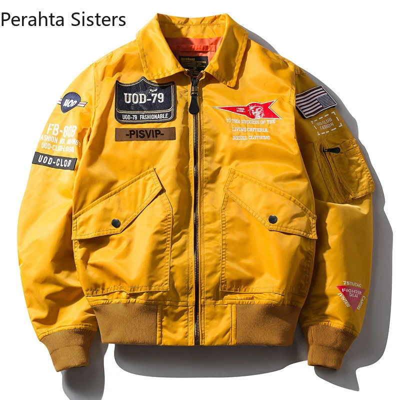 Military Top Quality Men's Bomber Jackets Spring and Autumn Casual Solid Zipper Embroidered Pilot Jacket
Military Top Quality Men's Bomber Jackets Spring and Autumn Casual Solid Zipper Embroidered Pilot Jacket