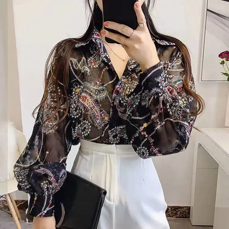 Lantern Sleeve Chiffon Shirt Women Blouse Spring And Summer Retro Sunscreen Clothes Womens Fashion Floral Air Conditioning Shirt
Lantern Sleeve Chiffon Shirt Women Blouse Spring And Summer Retro Sunscreen Clothes Womens Fashion Floral Air Conditioning Shirt