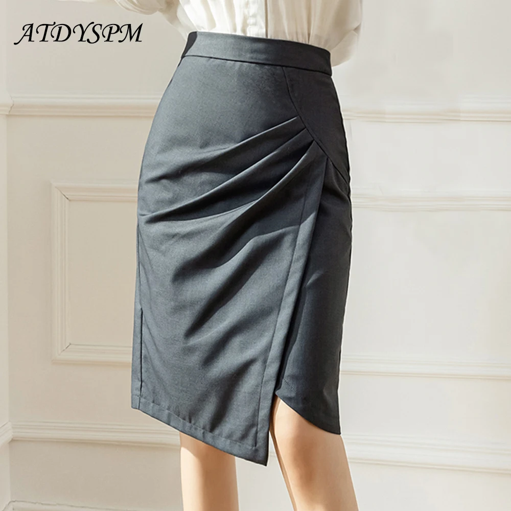 Elegant Vintage Gray Skirts For Women New Fashion High Waist Irregular Folds Formal OL Wrap Hip Skirt Faldas Mujer Moda 2022
Elegant Vintage Gray Skirts For Women New Fashion High Waist Irregular Folds Formal OL Wrap Hip Skirt Faldas Mujer Moda 2022