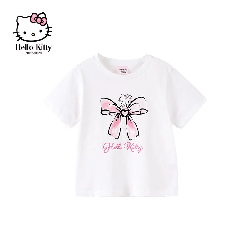 New Sanrio Hello Kitty Children T-Shirt Kawaii Summer Casual Cute Girl Bowknot Short Sleeve Anime Printing Knit Pure Cotton Gift
New Sanrio Hello Kitty Children T-Shirt Kawaii Summer Casual Cute Girl Bowknot Short Sleeve Anime Printing Knit Pure Cotton Gift