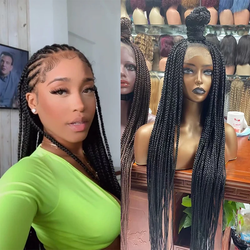 Full Lace Cornrow Wig Long Natural Braided Wigs Hand Braided Box Braid Transparent Lace Wigs With Baby Hair Could make Ponytail
Full Lace Cornrow Wig Long Natural Braided Wigs Hand Braided Box Braid Transparent Lace Wigs With Baby Hair Could make Ponytail