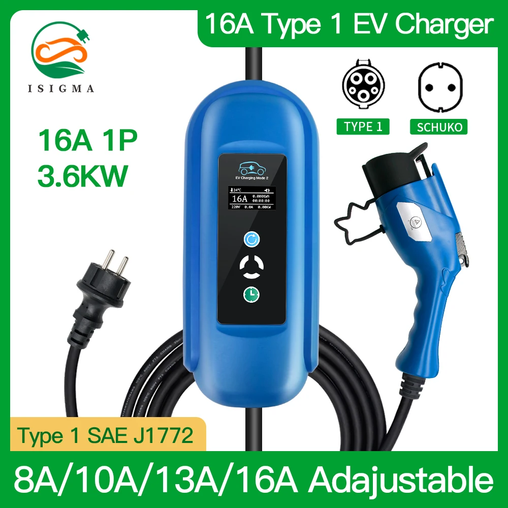 EV зарядное устройство 16 А schuko Тип 2 iec 62196-2 1 J1772 EVSE Электрический автомобильный