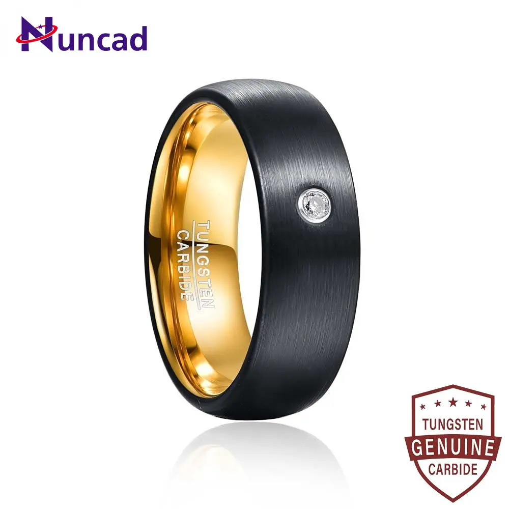 NUNCAD 8mm Outer Black Inner Gold Color Lasa Inlaid Stone Tungsten Steel Ring Fashion Wedding Ring for Men Best Gift Size 7-12
NUNCAD 8mm Outer Black Inner Gold Color Lasa Inlaid Stone Tungsten Steel Ring Fashion Wedding Ring for Men Best Gift Size 7-12