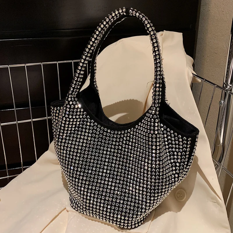 Fashion Rhinestone Shoulder Bag For Women Shiny Rhinestone Evening Clutch Handbag and Purse Ladies Luxury Bucket Shopper Totes
Fashion Rhinestone Shoulder Bag For Women Shiny Rhinestone Evening Clutch Handbag and Purse Ladies Luxury Bucket Shopper Totes