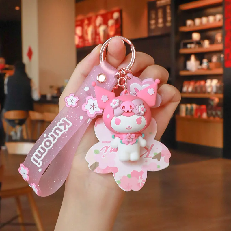 

Sanrio Cartoon Anime Kawaii Cherry Blossom Series Pendant Cinnamoroll Kuromi Mymelody Cute Keychain Best Gift for Girls