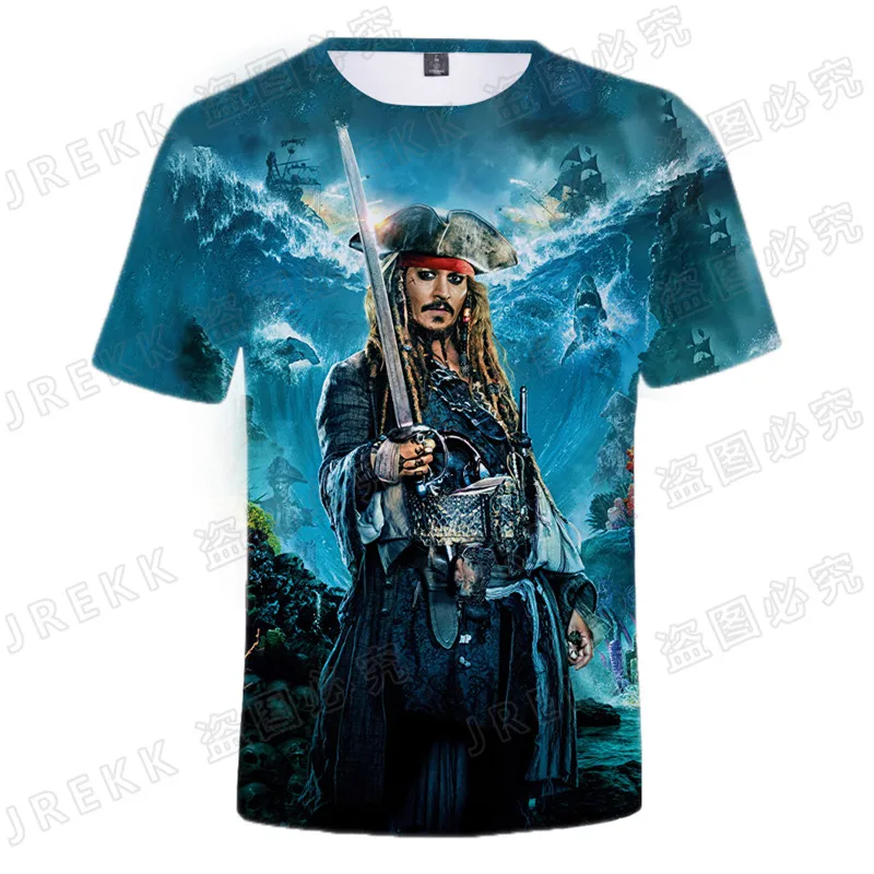 Летняя 3D футболка с изображением пиратов Карибского моря для мужчин и женщин