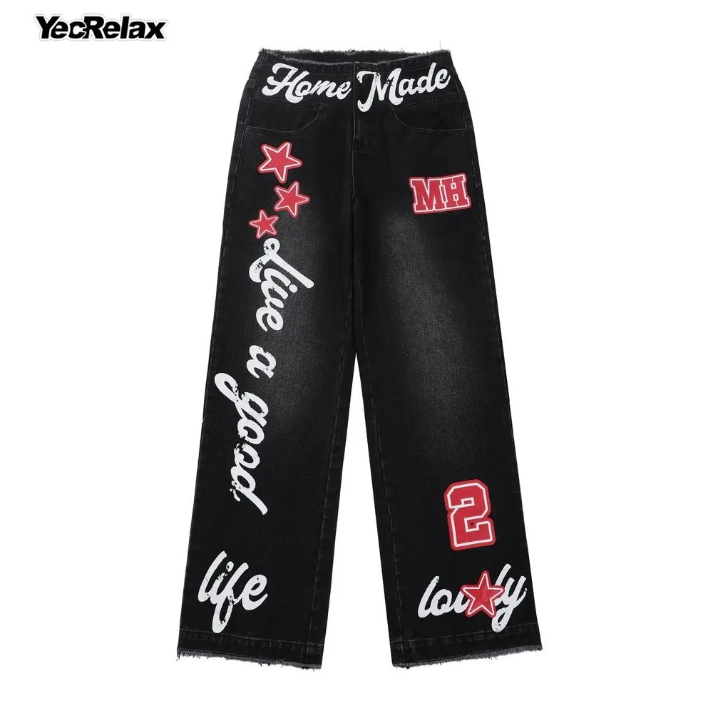 2022 Hip Hop Casual Pants Mens Vintage Star Letter Print Pants Gothic Jeans Fashion Loose Straight Wide Leg Pants Men Jeans
2022 Hip Hop Casual Pants Mens Vintage Star Letter Print Pants Gothic Jeans Fashion Loose Straight Wide Leg Pants Men Jeans