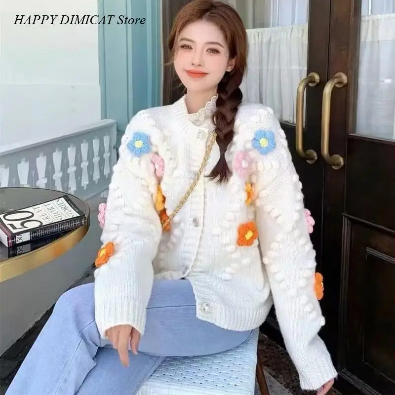 Cardigan Sweater Women Autumn Wibter Korean Sweet 3D Flower Loose Full O-Neck Girls Sweater All-Match Small Fresh
Cardigan Sweater Women Autumn Wibter Korean Sweet 3D Flower Loose Full O-Neck Girls Sweater All-Match Small Fresh
