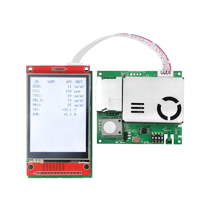 Pm2.5 & Co2 & Temperature & Humidity Tvoc Formaldehyde Sensor All-in-one Air Quality Sensor Module
Pm2.5 & Co2 & Temperature & Humidity Tvoc Formaldehyde Sensor All-in-one Air Quality Sensor Module