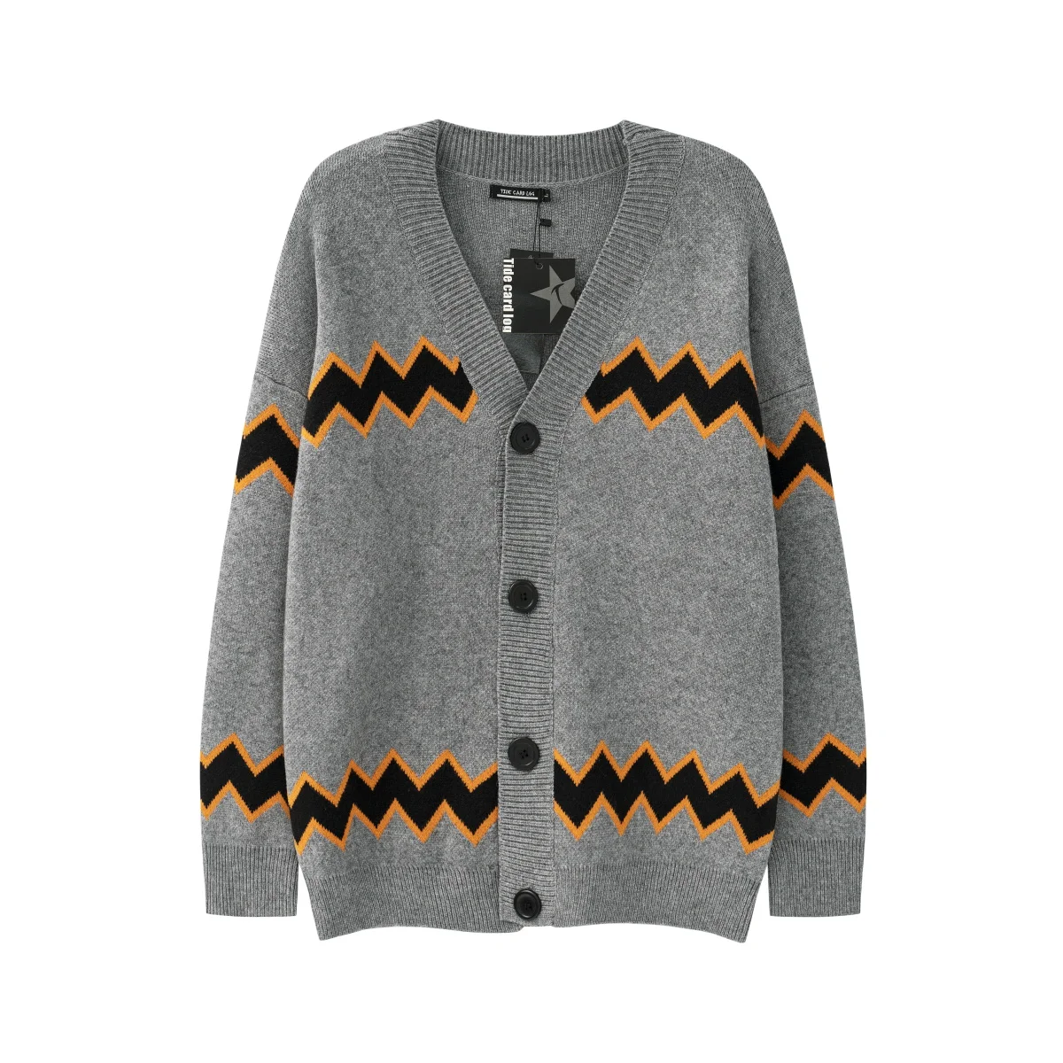 Мужской трикотажный кардиган с V-образным вырезом, в стиле Харадзюку 
Мужской трикотажный кардиган с V-образным вырезом, в стиле Харадзюку