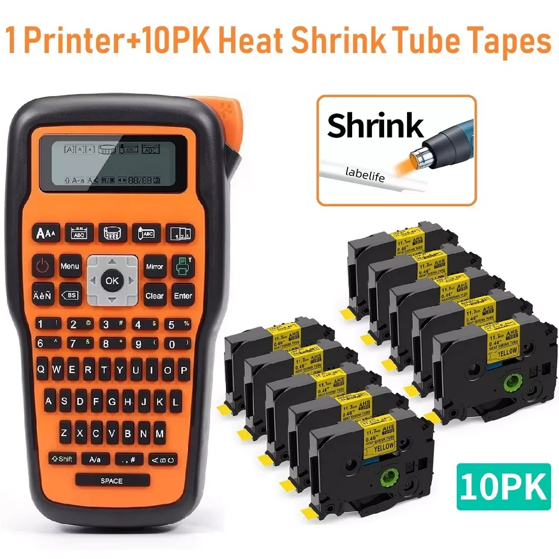 Industrial Label Maker and 10PK Heat Shink Tube Tapes 12mm Compatible for Brother Label Tape HSE-231 Portable Qwerty Cabel Wrap
Industrial Label Maker and 10PK Heat Shink Tube Tapes 12mm Compatible for Brother Label Tape HSE-231 Portable Qwerty Cabel Wrap