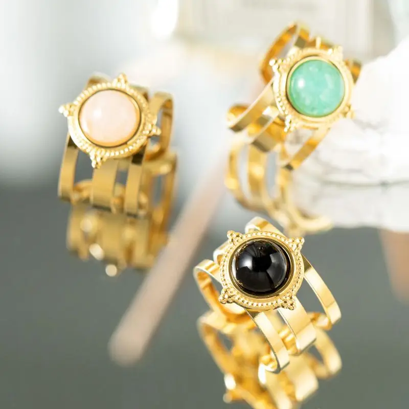 Women Vintage Jewelry Chunky Natural Gemstone Crystal Finger Ring Open Adjustable Stainless Steel Natural Stone Rings
Women Vintage Jewelry Chunky Natural Gemstone Crystal Finger Ring Open Adjustable Stainless Steel Natural Stone Rings