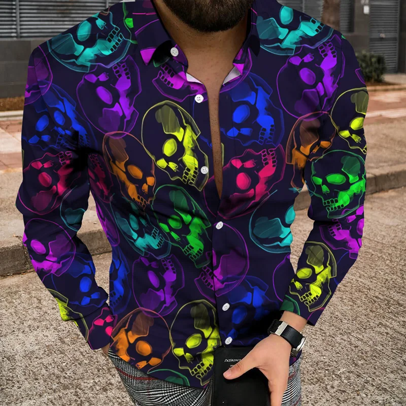Luxury Fashion Men Shirt Casual Turn-down Collar Shirts American Flag Skull Print Long Sleeve Tops Men's Clothing Streetwear New
Luxury Fashion Men Shirt Casual Turn-down Collar Shirts American Flag Skull Print Long Sleeve Tops Men's Clothing Streetwear New