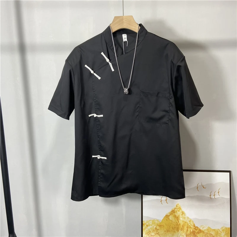 Men's Retro Chinese Style Short Sleeve Shirt Large New Stand Collar Pan Button Temperament Summer Design Casual Shirt
Men's Retro Chinese Style Short Sleeve Shirt Large New Stand Collar Pan Button Temperament Summer Design Casual Shirt