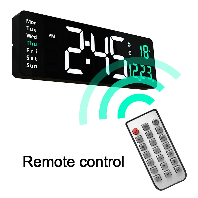 Remote Control Large Electronic Wall Clock Temp Date Power Off Memory Table Clock Wall-mounted Dual Alarms Digital LED Clocks
Remote Control Large Electronic Wall Clock Temp Date Power Off Memory Table Clock Wall-mounted Dual Alarms Digital LED Clocks