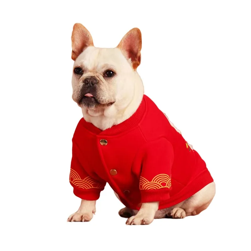 

Pug Dog Clothes Chinese New Year Pet Clothing French Bulldog Coat Hoodie Tang Suit Poodle Bichon Schnauzer Frenchie Dog Costume