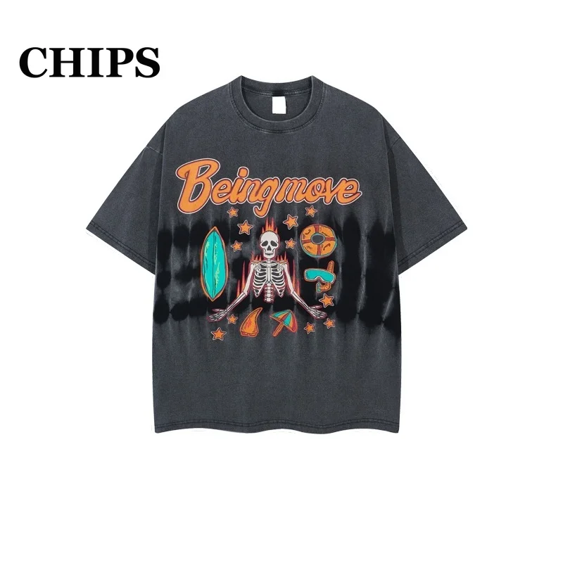 CHIPS Oversize Washed Tie Dye T-shirt Man Women Streetwear Harajuku Human Skeleton Print Graphic Tee Summer Vintage Male Cotton
CHIPS Oversize Washed Tie Dye T-shirt Man Women Streetwear Harajuku Human Skeleton Print Graphic Tee Summer Vintage Male Cotton