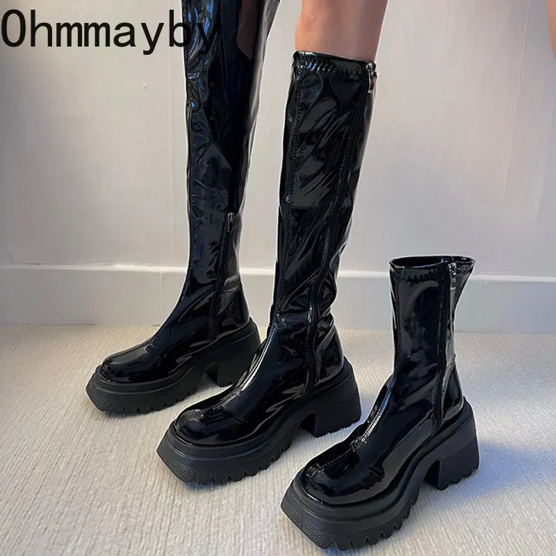 Winter Platform Long Boots Patend Leather Fur Boots Thigh High Boots Black White Botas Knee High Shoes Goth Punk Riding Shoes
Winter Platform Long Boots Patend Leather Fur Boots Thigh High Boots Black White Botas Knee High Shoes Goth Punk Riding Shoes