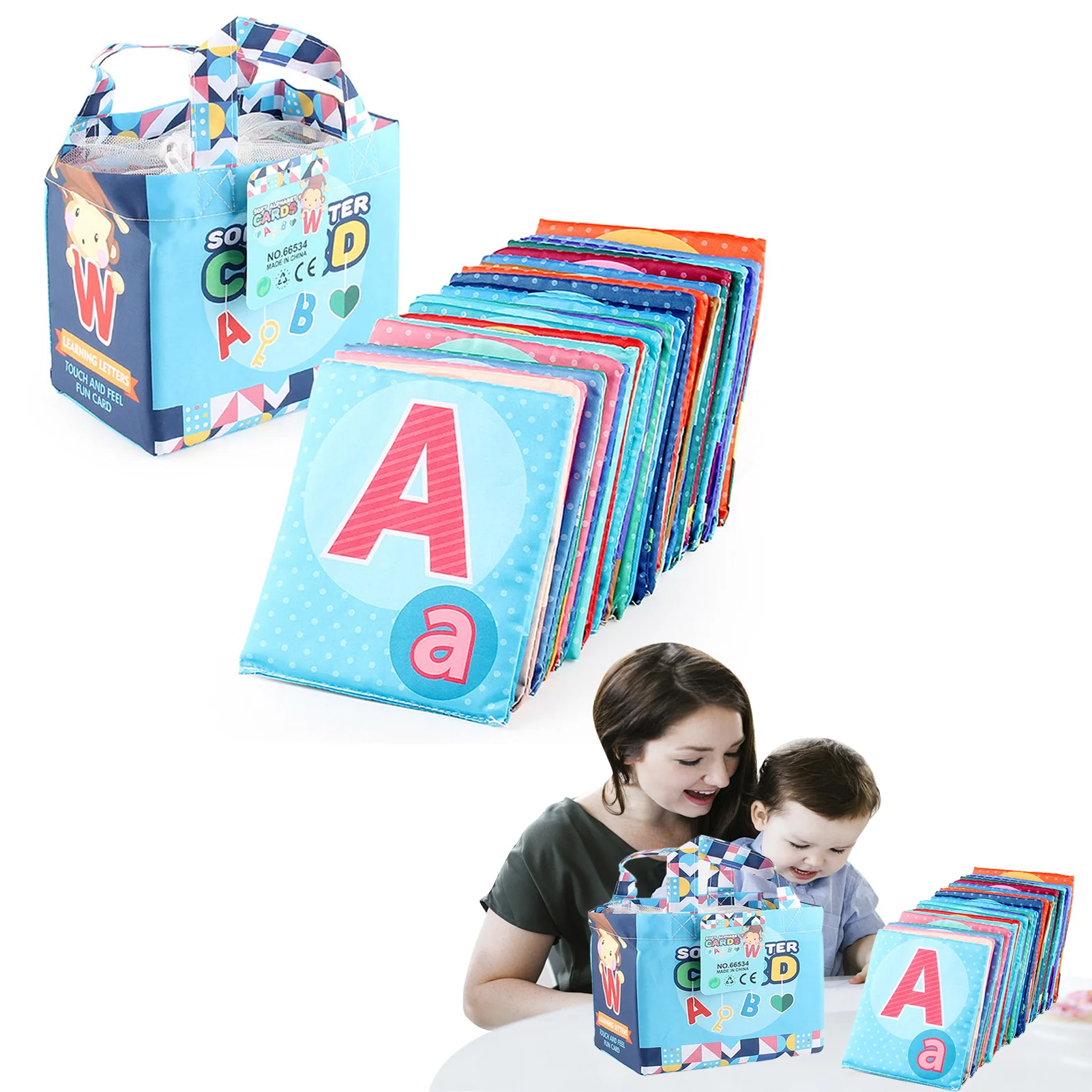 

ABCs Learning Flash Cards for Babies Durable Alphabet Cards with Cloth Storage Bag for Babies Infants Washable Soft Letter Toy